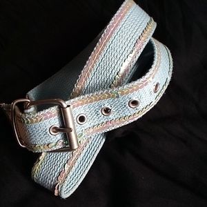 Iridescent Baby Blue Strap Belt